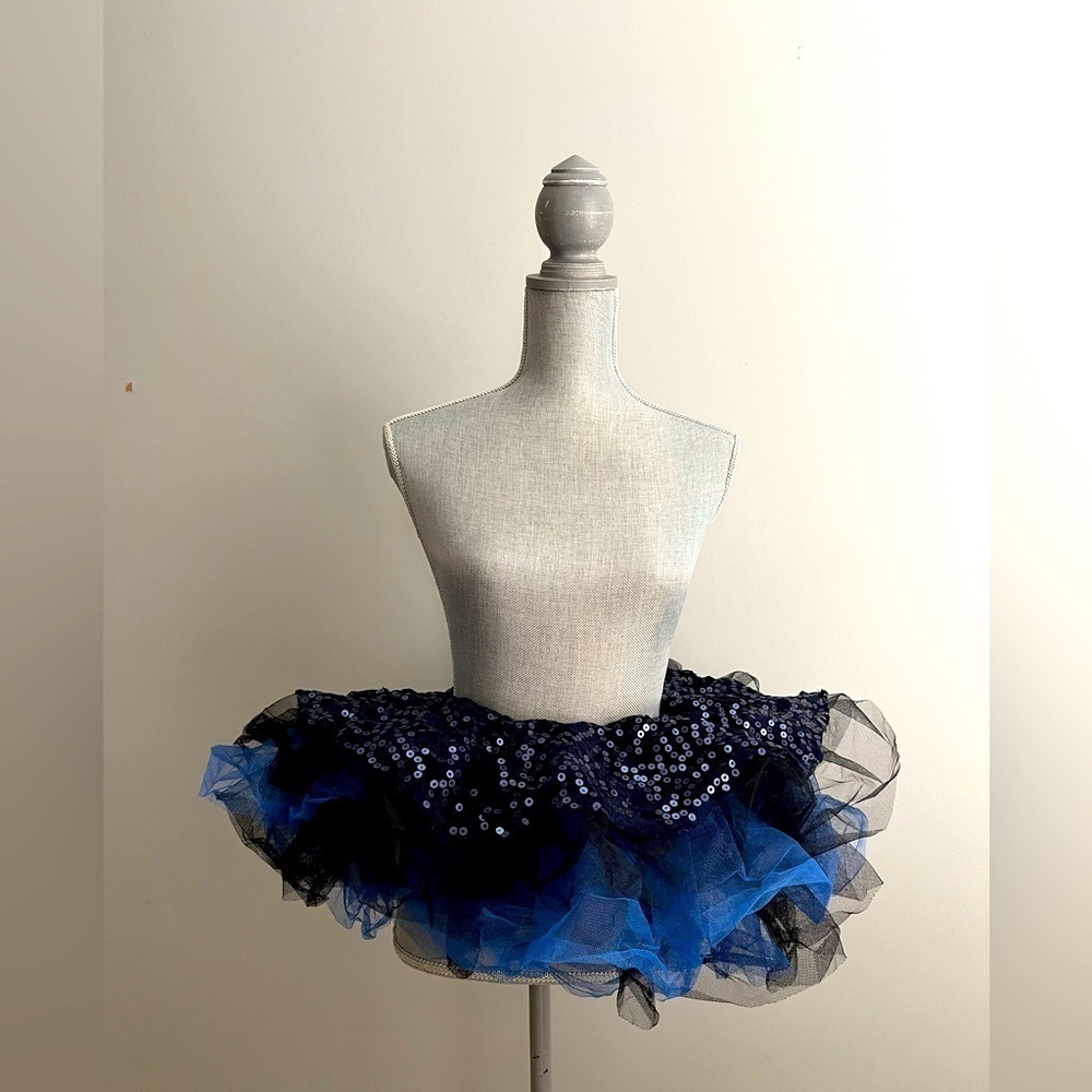 Revolution Womens Black Sequin Elastic Waist Layered Tulle Skirt Size LC/Child L